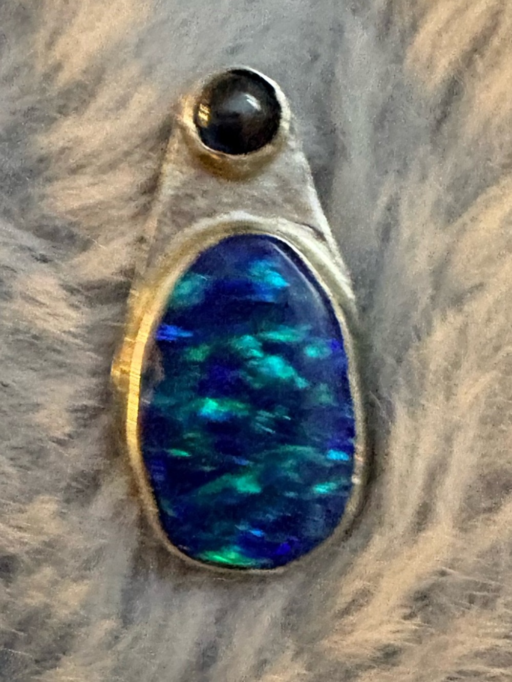 Sterling Silver and Blue Fire Opal Pendant